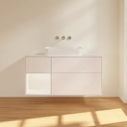 VILLEROY BOCH Toaletní skříňka Finion, s osvětlením, 3 výsuvy, 1200 x 603 x 501 mm, bílý matný lak / bílý matný lak / sklo bílé matné #F701MTMT, obrázek 2
