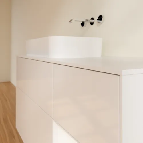 VILLEROY BOCH Toaletní skříňka Finion, s osvětlením, 3 výsuvy, 1200 x 603 x 501 mm, lesklý bílý lak / bílý matný lak / bílé matné sklo #F691MTGF, obrázek 4
