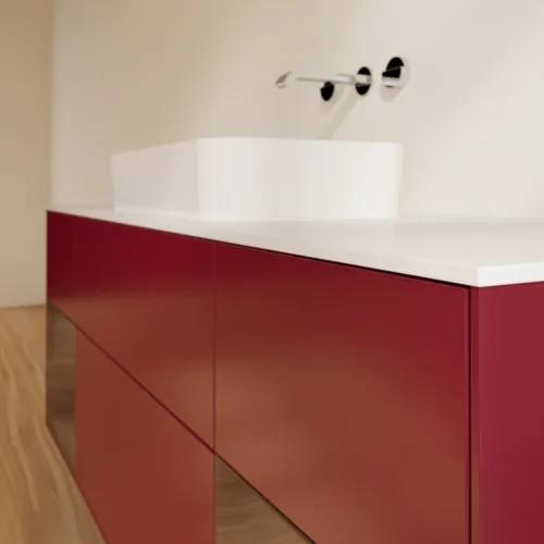 VILLEROY BOCH Toaletní skříňka Finion, s osvětlením, 4 výsuvy, 1600 x 603 x 501 mm, matný lak Peony / ořechová dýha / bílé matné sklo #F741GNHB, obrázek 6