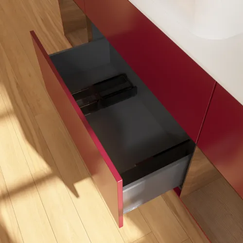 VILLEROY BOCH Toaletní skříňka Finion, s osvětlením, 4 výsuvy, 1600 x 603 x 501 mm, matný lak Peony / ořechová dýha / bílé matné sklo #F741GNHB, obrázek 7