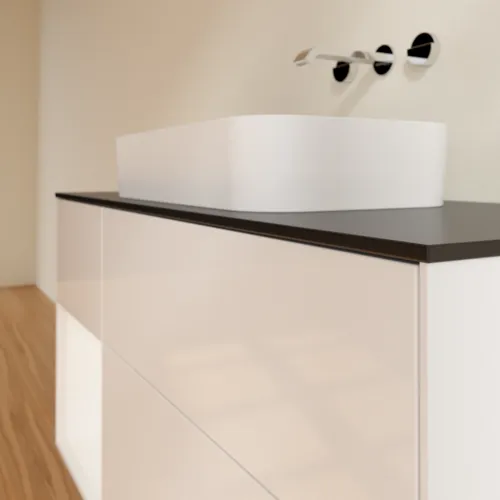 VILLEROY BOCH Toaletní skříňka Finion, s osvětlením, 3 výsuvy, 1200 x 603 x 501 mm, lesklý bílý lak / bílý matný lak / sklo černé matné #F702MTGF, obrázek 3