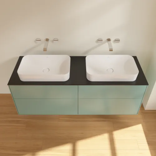 VILLEROY BOCH Toaletní skříňka Finion, 4 výsuvy, 1600 x 603 x 501 mm, olivový matný lak / sklo černé matné #F72200GM, obrázek 3