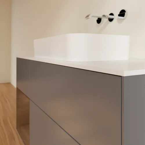VILLEROY BOCH Toaletní skříňka Finion, s osvětlením, 3 výsuvy, 1200 x 603 x 501 mm, antracit matný lak / ořechová dýha / sklo bílé matné #F701GNGK, obrázek 3