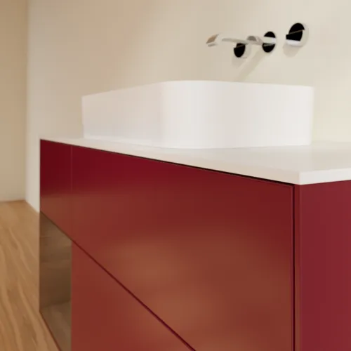 VILLEROY BOCH Toaletní skříňka Finion, s osvětlením, 3 výsuvy, 1200 x 603 x 501 mm, matný lak Peony / ořechová dýha / bílé matné sklo #F701GNHB, obrázek 4