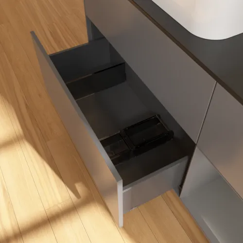 VILLEROY BOCH Toaletní skříňka Finion, s osvětlením, 3 výsuvy, 1200 x 603 x 501 mm, antracit matný lak / antracit matný lak / sklo černé matné #F692GKGK, obrázek 4
