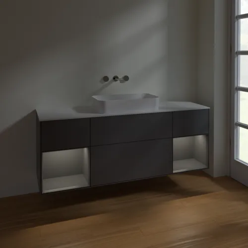 VILLEROY BOCH Toaletní skříňka Finion, s osvětlením, 4 výsuvy, 1600 x 603 x 501 mm, antracit matný lak / antracit matný lak / sklo bílé matné #F741GKGK, obrázek 4