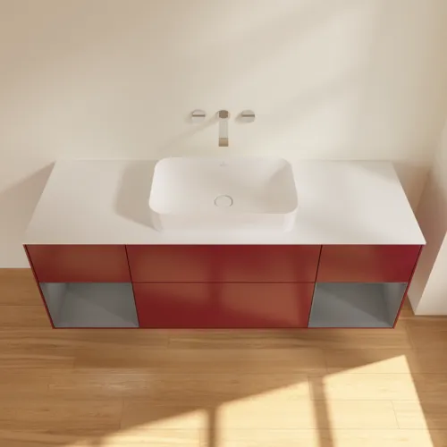 VILLEROY BOCH Toaletní skříňka Finion, s osvětlením, 4 výsuvy, 1600 x 603 x 501 mm, matný lak Pivoňka / matný lak Antracit / matné sklo Bílá #F741GKHB, obrázek 4