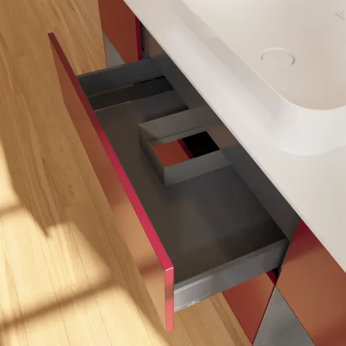 VILLEROY BOCH Toaletní skříňka Finion, s osvětlením, 4 výsuvy, 1600 x 603 x 501 mm, matný lak Pivoňka / matný lak Antracit / matné sklo Bílá #F741GKHB, obrázek 8