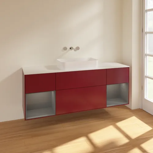 VILLEROY BOCH Toaletní skříňka Finion, s osvětlením, 4 výsuvy, 1600 x 603 x 501 mm, matný lak Pivoňka / matný lak Antracit / matné sklo Bílá #F741GKHB, obrázek 2