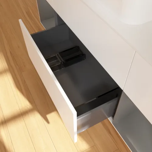 VILLEROY BOCH Toaletní skříňka Finion, s osvětlením, 4 výsuvy, 1600 x 603 x 501 mm, bílý matný lak / antracitový matný lak / bílé matné sklo #F741GKMT, obrázek 6