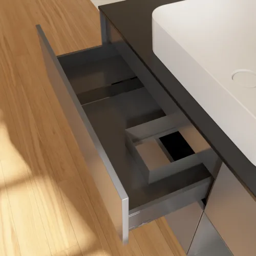 VILLEROY BOCH Toaletní skříňka Finion, s osvětlením, 3 výsuvy, 1200 x 603 x 501 mm, antracit matný lak / antracit matný lak / sklo černé matné #F712GKGK, obrázek 4