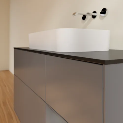 VILLEROY BOCH Toaletní skříňka Finion, s osvětlením, 3 výsuvy, 1200 x 603 x 501 mm, antracit matný lak / antracit matný lak / sklo černé matné #F712GKGK, obrázek 3