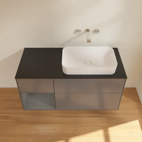 VILLEROY BOCH Toaletní skříňka Finion, s osvětlením, 3 výsuvy, 1200 x 603 x 501 mm, antracit matný lak / antracit matný lak / sklo černé matné #F682GKGK, obrázek 4