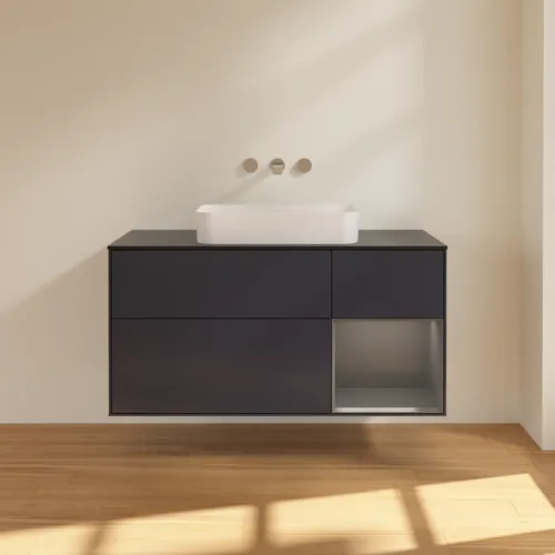 VILLEROY BOCH Toaletní skříňka Finion, s osvětlením, 3 výsuvy, 1200 x 603 x 501 mm, Midnight Blue Matt Lacquer / Anthracite Matt Lacquer / Glass Black Matt #F712GKHG, obrázek 2