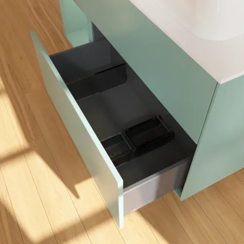VILLEROY BOCH Toaletní skříňka Finion, s osvětlením, 3 výsuvy, 1200 x 603 x 501 mm, olivově matný lak / olivově matný lak / sklo bílé matné #F681GMGM, obrázek 4