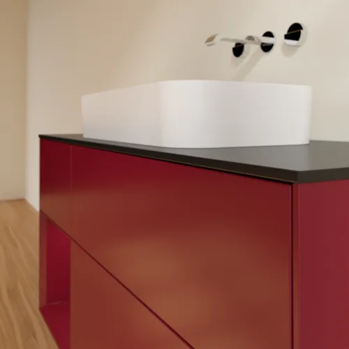 VILLEROY BOCH Toaletní skříňka Finion, s osvětlením, 3 výsuvy, 1200 x 603 x 501 mm, Peony Matt Lacquer / Peony Matt Lacquer / Glass Black Matt #F702HBHB, obrázek 4