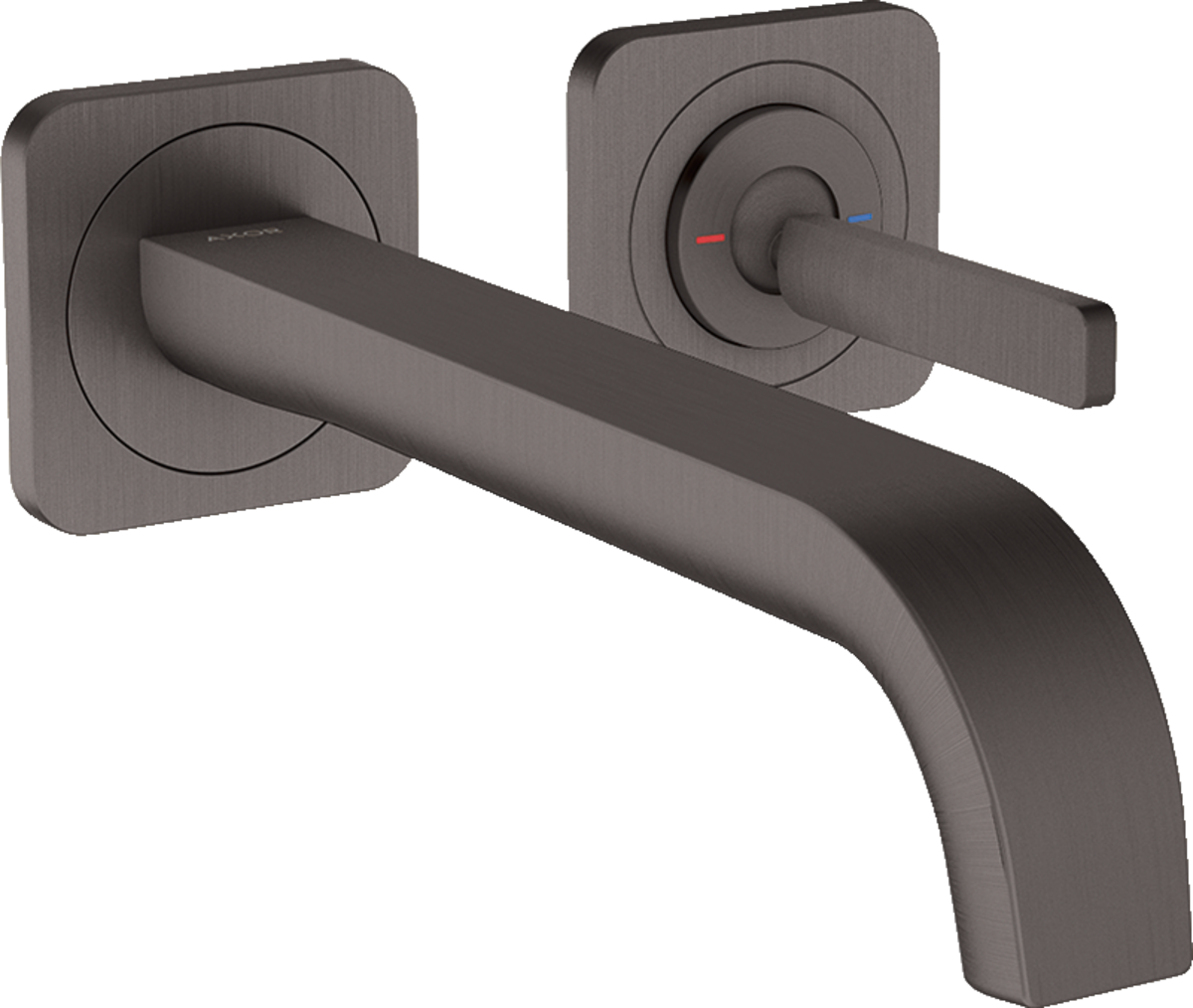 HANSGROHE AXOR Citterio E Páková umyvadlová baterie pod omítku, montáž na stěnu, s kolíkovou rukojetí, s výtokem 221 mm a rozetami #36106340 - kartáčovaný černý chrom