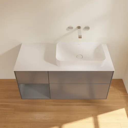 VILLEROY BOCH Toaletní skříňka Finion, s osvětlením, 3 výsuvy, 1200 x 603 x 501 mm, antracit matný lak / antracit matný lak / sklo bílé matné #F681GKGK, obrázek 4