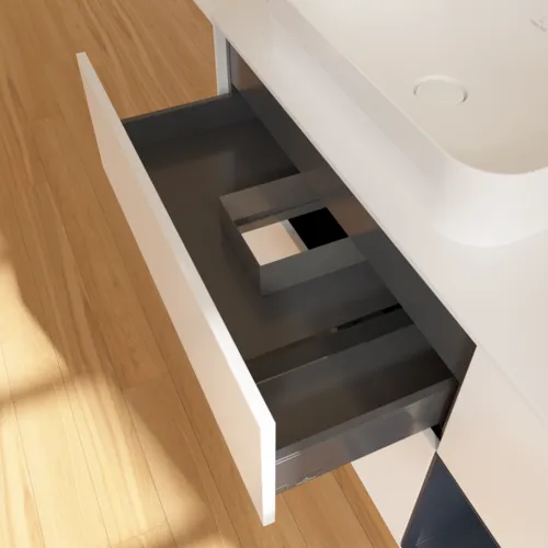 VILLEROY BOCH Toaletní skříňka Finion, s osvětlením, 3 výsuvy, 1200 x 603 x 501 mm, bílý matný lak / půlnoční modrý matný lak / bílé matné sklo #F691HGMT, obrázek 4