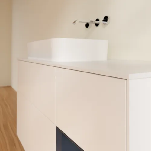 VILLEROY BOCH Toaletní skříňka Finion, s osvětlením, 3 výsuvy, 1200 x 603 x 501 mm, bílý matný lak / půlnoční modrý matný lak / bílé matné sklo #F691HGMT, obrázek 3