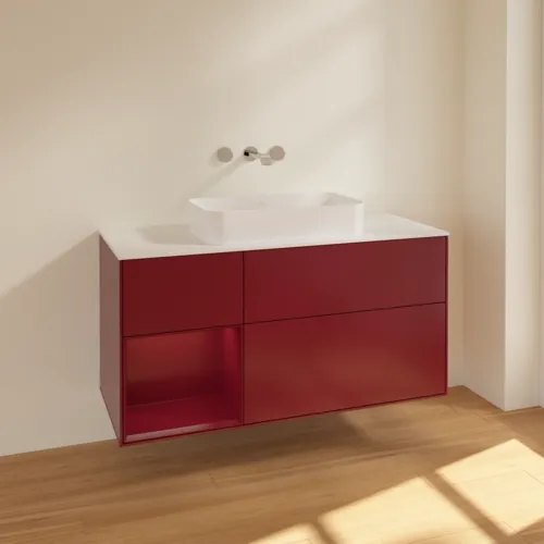 VILLEROY BOCH Toaletní skříňka Finion, s osvětlením, 3 výsuvy, 1200 x 603 x 501 mm, Peony Matt Lacquer / Peony Matt Lacquer / Glass White Matt #F701HBHB, obrázek 2