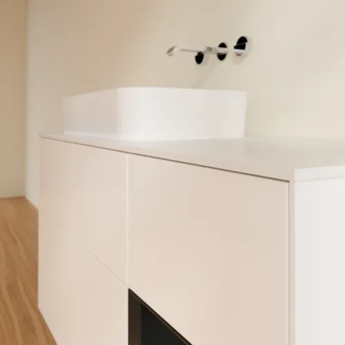 VILLEROY BOCH Toaletní skříňka Finion, s osvětlením, 3 výsuvy, 1200 x 603 x 501 mm, bílý matný lak / černý matný lak / bílé matné sklo #F691PDMT, obrázek 3