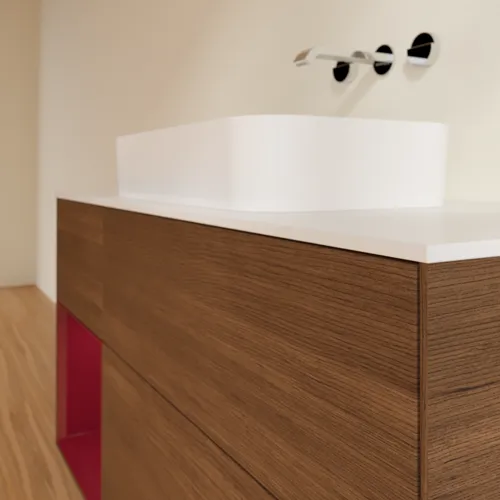 VILLEROY BOCH Toaletní skříňka Finion, s osvětlením, 3 výsuvy, 1200 x 603 x 501 mm, ořechová dýha / matný lak Pivoňka / matné bílé sklo #F701HBGN, obrázek 4