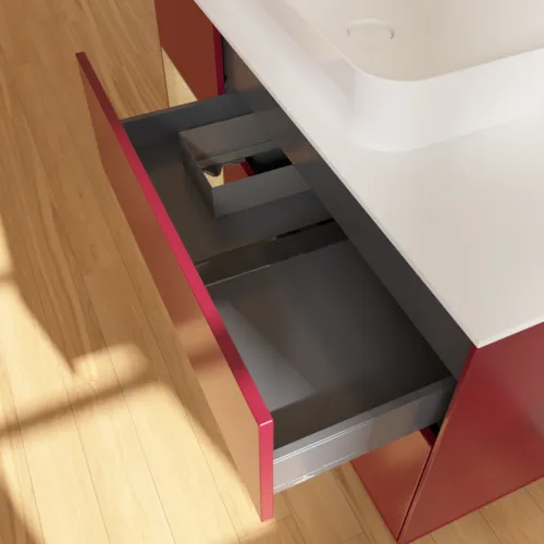 VILLEROY BOCH Toaletní skříňka Finion, s osvětlením, 3 výsuvy, 1200 x 603 x 501 mm, matný lak Peony / dubová dýha / bílé matné sklo #F701PCHB, obrázek 6