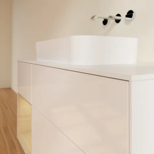 VILLEROY BOCH Toaletní skříňka Finion, s osvětlením, 3 výsuvy, 1200 x 603 x 501 mm, lesklý bílý lak / dubová dýha / sklo bílé matné #F701PCGF, obrázek 3