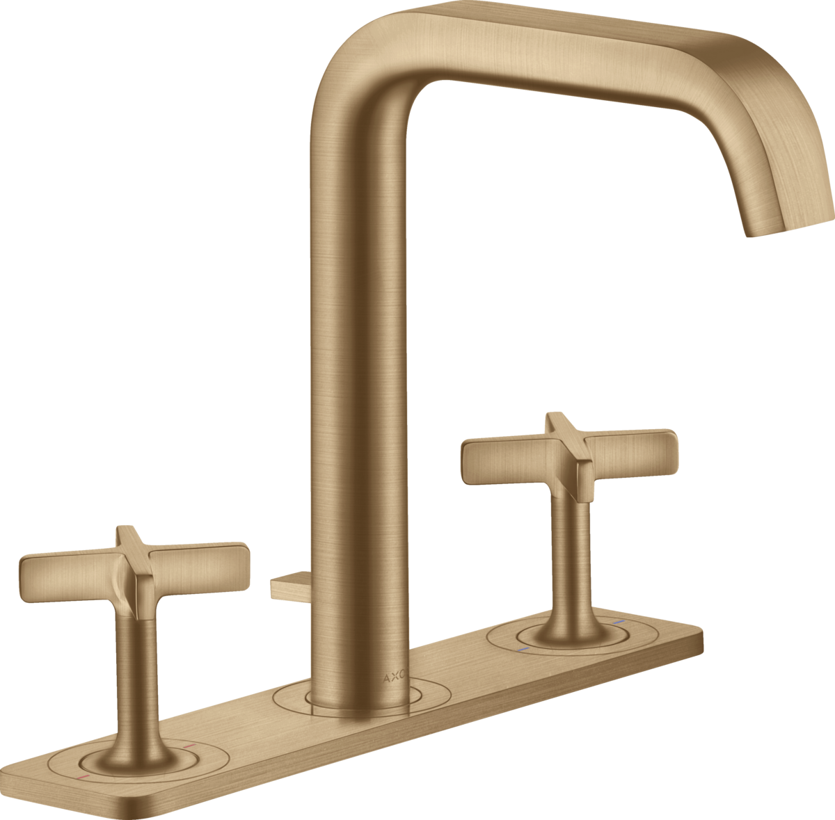 HANSGROHE AXOR Citterio E 3otvorová umyvadlová baterie 170 s deskou a s odtokovou soupravou s táhlem #36116140 - kartáčovaný bronz