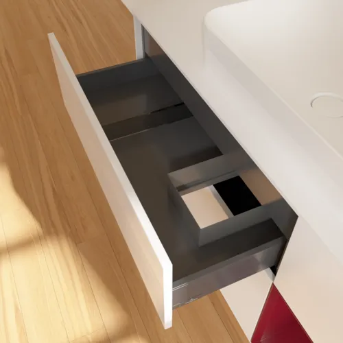 VILLEROY BOCH Toaletní skříňka Finion, s osvětlením, 3 výsuvy, 1200 x 603 x 501 mm, lesklý bílý lak / matný lak Pivoňka / matné bílé sklo #F711HBGF, obrázek 5