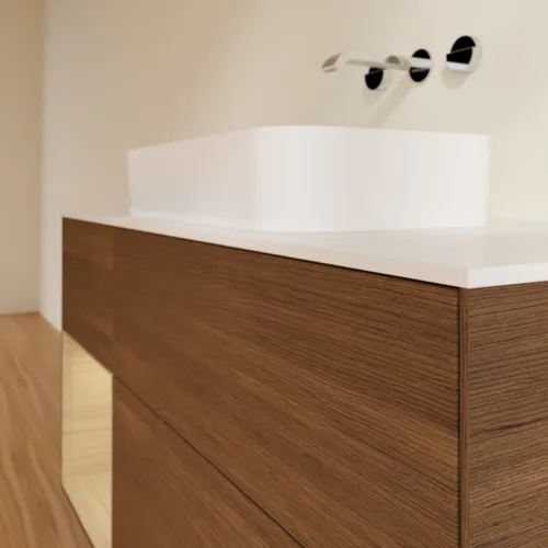 VILLEROY BOCH Toaletní skříňka Finion, s osvětlením, 3 výsuvy, 1200 x 603 x 501 mm, ořechová dýha / dubová dýha / sklo bílé matné #F701PCGN, obrázek 4