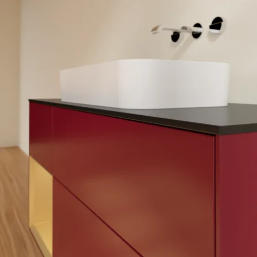 VILLEROY BOCH Toaletní skříňka Finion, s osvětlením, 3 výsuvy, 1200 x 603 x 501 mm, Peony Matt Lacquer / Gold Matt Lacquer / Glass Black Matt #F702HFHB, obrázek 4