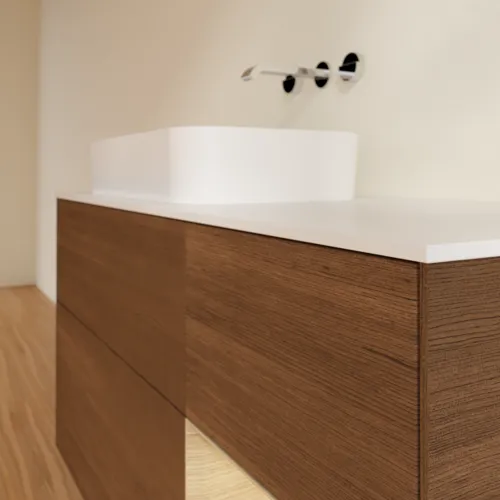 VILLEROY BOCH Toaletní skříňka Finion, s osvětlením, 3 výsuvy, 1200 x 603 x 501 mm, ořechová dýha / dubová dýha / sklo bílé matné #F691PCGN, obrázek 4