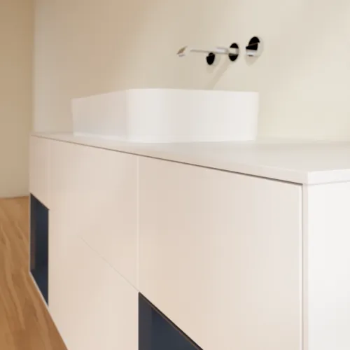 VILLEROY BOCH Toaletní skříňka Finion, s osvětlením, 4 výsuvy, 1600 x 603 x 501 mm, bílý matný lak / půlnoční modrý matný lak / bílé matné sklo #F741HGMT, obrázek 6