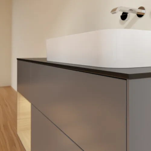 VILLEROY BOCH Toaletní skříňka Finion, s osvětlením, 3 výsuvy, 1200 x 603 x 501 mm, antracitový matný lak / dubová dýha / černé matné sklo #F682PCGK, obrázek 4