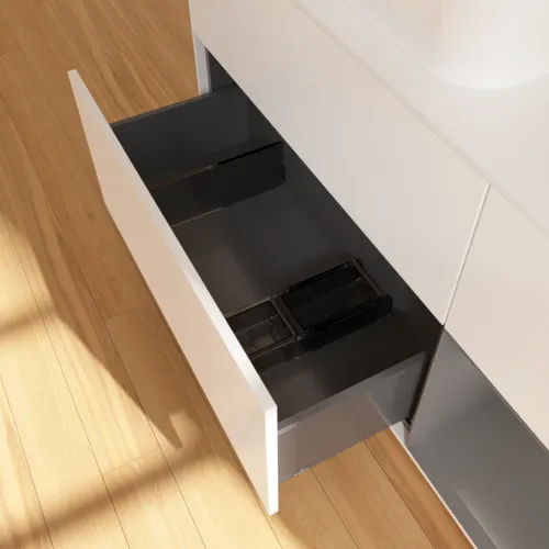 VILLEROY BOCH Toaletní skříňka Finion, s osvětlením, 3 výsuvy, 1200 x 603 x 501 mm, bílý matný lak / antracitový matný lak / bílé matné sklo #F691GKMT, obrázek 4