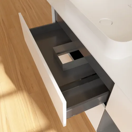 VILLEROY BOCH Toaletní skříňka Finion, s osvětlením, 3 výsuvy, 1200 x 603 x 501 mm, bílý matný lak / antracitový matný lak / bílé matné sklo #F691GKMT, obrázek 5