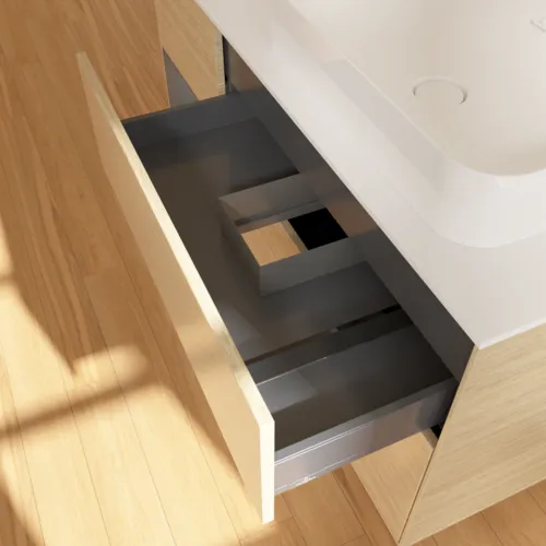 VILLEROY BOCH Toaletní skříňka Finion, s osvětlením, 3 výsuvy, 1200 x 603 x 501 mm, dubová dýha / antracitový matný lak / bílé matné sklo #F681GKPC, obrázek 6
