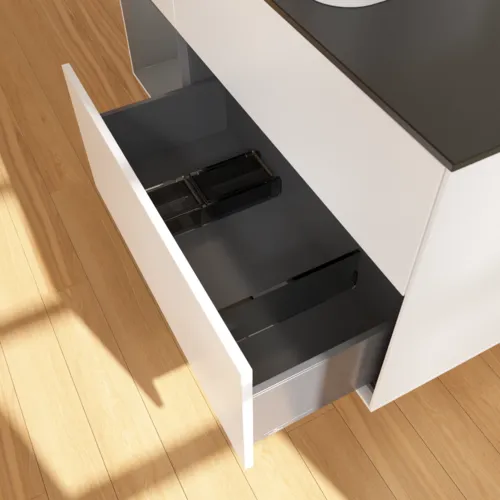 VILLEROY BOCH Toaletní skříňka Finion, s osvětlením, 3 výsuvy, 1200 x 603 x 501 mm, bílý matný lak / antracitový matný lak / černé matné sklo #F702GKMT, obrázek 4