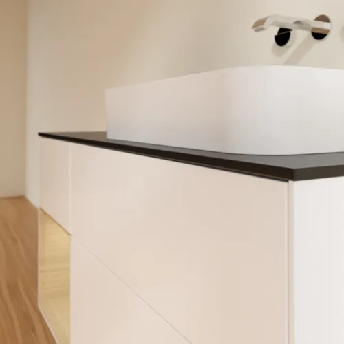 VILLEROY BOCH Toaletní skříňka Finion, s osvětlením, 3 výsuvy, 1200 x 603 x 501 mm, bílý matný lak / dubová dýha / černé matné sklo #F682PCMT, obrázek 5