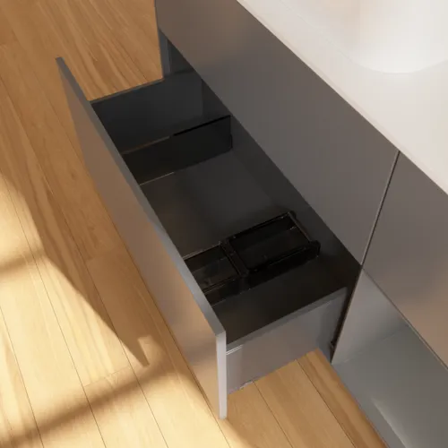 VILLEROY BOCH Toaletní skříňka Finion, s osvětlením, 3 výsuvy, 1200 x 603 x 501 mm, antracit matný lak / antracit matný lak / sklo bílé matné #F691GKGK, obrázek 5