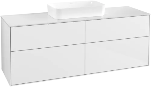 VILLEROY BOCH Toaletní skříňka Finion, 4 výsuvy, 1600 x 603 x 501 mm, lesklý bílý lak / sklo bílé matné #F73100GF