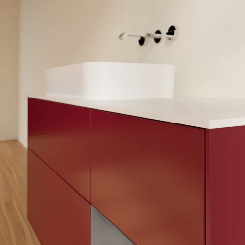 VILLEROY BOCH Toaletní skříňka Finion, s osvětlením, 3 výsuvy, 1200 x 603 x 501 mm, matný lak Pivoňka / matný lak Antracit / matné sklo Bílá #F691GKHB, obrázek 4