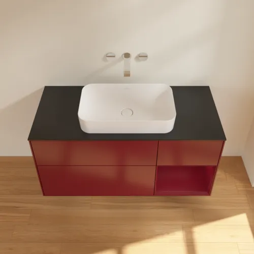 VILLEROY BOCH Toaletní skříňka Finion, s osvětlením, 3 výsuvy, 1200 x 603 x 501 mm, Peony Matt Lacquer / Peony Matt Lacquer / Glass Black Matt #F712HBHB, obrázek 3
