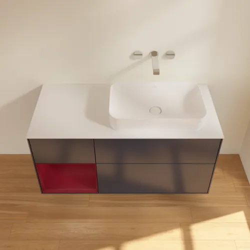 VILLEROY BOCH Toaletní skříňka Finion, s osvětlením, 3 výsuvy, 1200 x 603 x 501 mm, Midnight Blue Matt Lacquer / Peony Matt Lacquer / Glass White Matt #F681HBHG, obrázek 4
