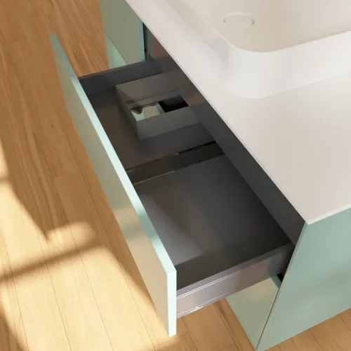 VILLEROY BOCH Toaletní skříňka Finion, s osvětlením, 3 výsuvy, 1200 x 603 x 501 mm, olivově matný lak / olivově matný lak / sklo bílé matné #F701GMGM, obrázek 5