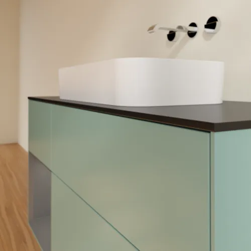 VILLEROY BOCH Toaletní skříňka Finion, s osvětlením, 3 výsuvy, 1200 x 603 x 501 mm, olivový matný lak / antracitový matný lak / černé matné sklo #F702GKGM, obrázek 4