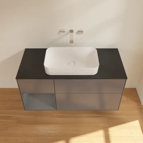 VILLEROY BOCH Toaletní skříňka Finion, s osvětlením, 3 výsuvy, 1200 x 603 x 501 mm, antracit matný lak / antracit matný lak / sklo černé matné #F702GKGK, obrázek 3