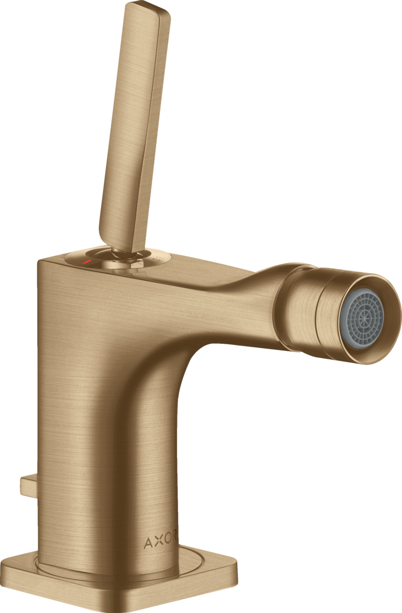 HANSGROHE AXOR Citterio E Páková bidetová baterie s kolíkovou rukojetí a odtokovou soupravou s táhlem #36120140 - kartáčovaný bronz